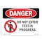 Signmission OSHA Sign, 7" H, 10" W, Rigid Plastic, Do Not Enter Test In Progress, Landscape, L-1149 OS-DS-P-710-L-1149 - alternate 1